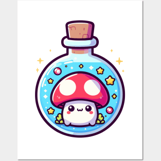 Kawaii Mushroom in Jar Posters and Art